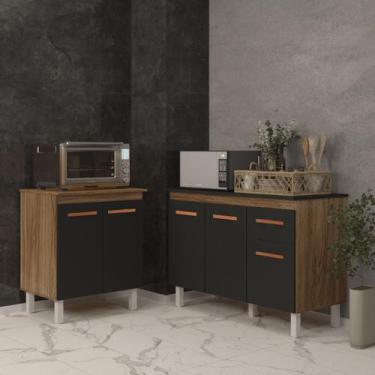 Imagem de Balcão Para Microondas ou Forno e Armário Aline 118 cm Cozinha Gabinet