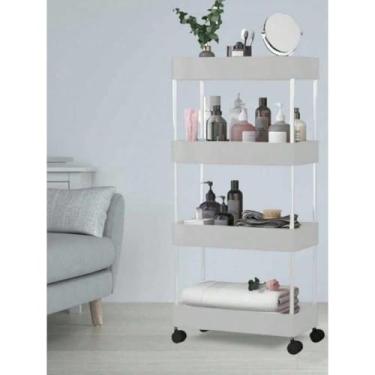 Imagem de Carrinho Auxiliar Organizador 4 Andares com Rodinhas – Multiuso para Casa, Oficina, Salão e Armazenamento de Objetos(BRANCO,P)