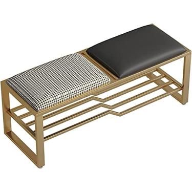 Imagem de pcagfaajmh Banco de armazenamento de sapatos com estrutura de metal com prateleira de 1 camada banco de sapatos nórdico para casa armário de entrada para quarto área de entrada corredor (cor: B) (A)