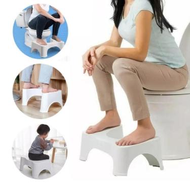 Imagem de Banquinho Cocoras Escada Auxiliar Banco Ortopedico Repousa Pes Apoio Multiuso Vaso Sanitario Coco Antiderrapante