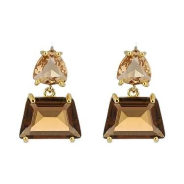 Imagem de Brincos De Resina Marrom Vintage Com Pedra Olho De Tigre Para Mulheres