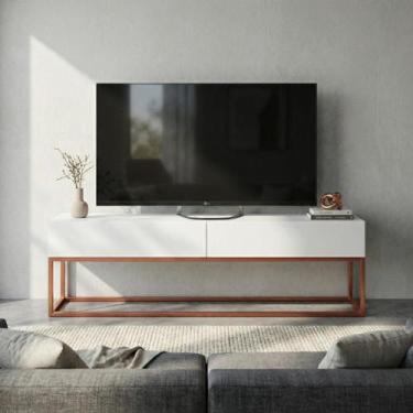 Imagem de Rack Eros 140cm Minimalista e Moderno Com 2 Gavetas Organizadoras E Ba