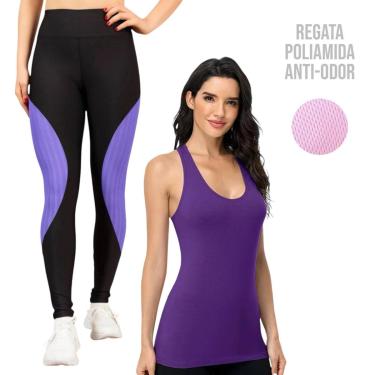 Imagem de Camiseta REGATA DRY MALHA FRIA POLIAMIDA + Calça LEG LEGGING REDINHA Conjunto Fitness 537-Feminino