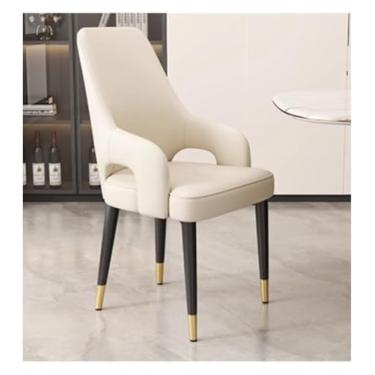 Imagem de Conjunto de 2 cadeiras de jantar de couro PU laranja com pernas de metal – Cadeira de apoio de braço à prova d'água para cozinha, sala de estar, sala de jantar e escritório