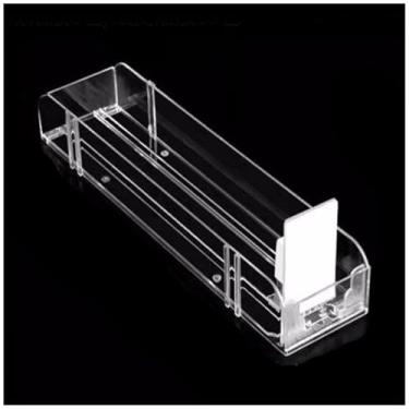 Imagem de Rack de exibição de cigarro montado na parede - Suporte automático para empurradores, armário de acrílico para lojas de conveniência e supermercados, transparente (30 peças, 6,4 x 28 cm)