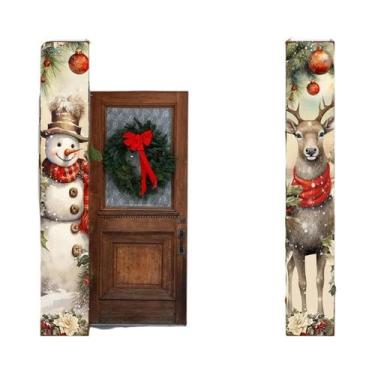 Imagem de Banner De Natal Para Porta, Boneco De Neve E Cervo, Placa De Boas-Vind