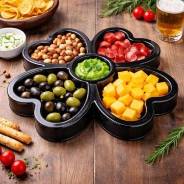 Imagem de Petisqueira Trevo De Plástico Com 5 Divisórias Aperitivos - Keita, Pre
