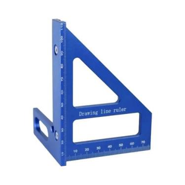 Imagem de Régua De Esquadria Triangular De Alumínio Vermelho Com Transferidor Mu