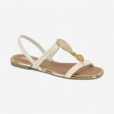 Imagem de Sandália Rasteira Moleca Com Pedras Off White-Feminino