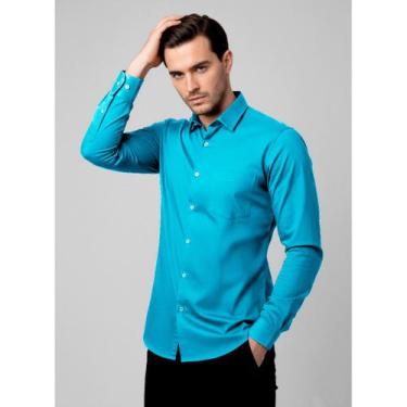 Imagem de Camisa Social Masculina de Manga Longa Confort Sport Fino Premium Caim