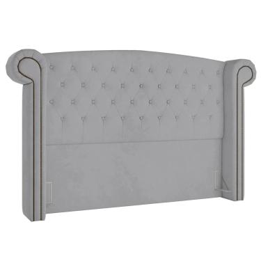 Imagem de Cabeceira Cama Box Casal King 195cm Provença Z37 Veludo Cinza - Mpozenato