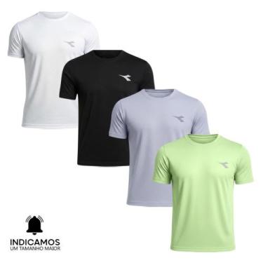 Imagem de Kit 4 Camisetas Diadora Small Logo Masculina - Branco e Verde Claro XG
