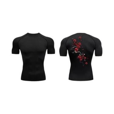 Imagem de Camisetas De Compressão Masculinas De Secagem Rápida Com Estampa Flora