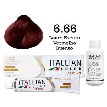 Imagem de Coloração 6.66 Louro Escuro Vermelho Intenso Oxi 06 Volumes 90ml  Ital