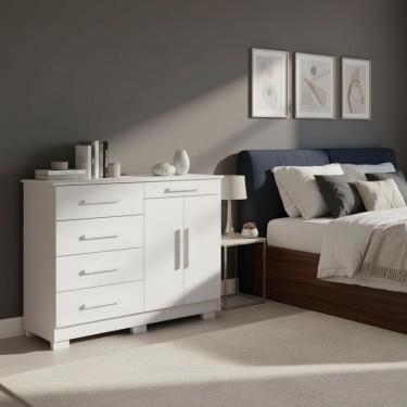 Imagem de Cômoda 5 Gavetas Com Sapateira 2 Portas Branco