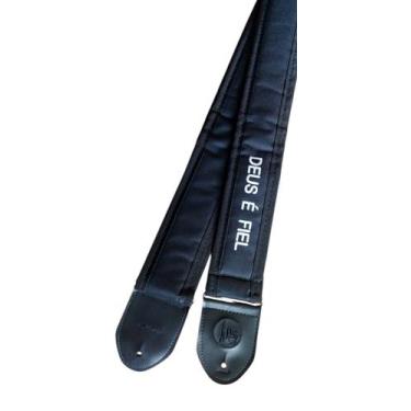 Imagem de Correia alça acolchoada evangélica gospel deus é fiel baixo violão gui