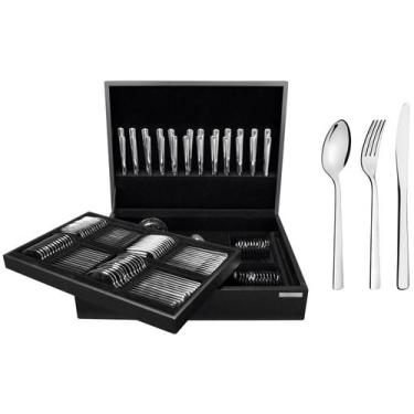 Imagem de Faqueiro Tramontina Oslo em Aço Inox com Facas de Mesa e Estojo de Mad