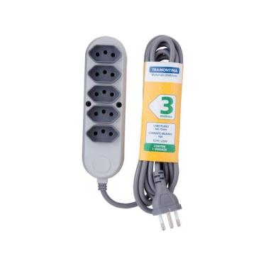 Imagem de Extensão Multipla 5 Tomadas 2P+T 10 A 250 V Tramontina 3 m