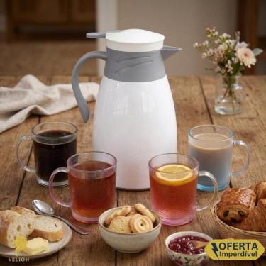 Imagem de Kit Garrafa Térmica 1 Litro Victoria Conjunto 4 Canecas de Vidro 190ml