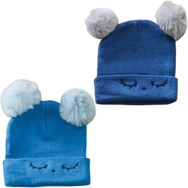 Imagem de Kit 2 Gorro Funny Para Bebê 36cm A 48cm Azul-azul Marinho