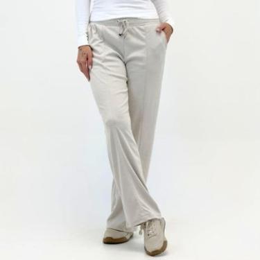 Imagem de Calça Gris Wide Leg em Tecido Feminina-Feminino