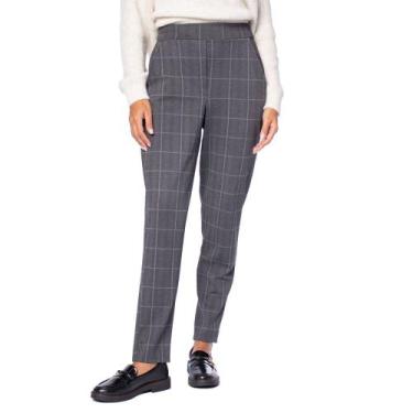 Imagem de Calça Feminina Giraffe Reta Xadrez Cinza Escuro, Cinza escuro, G