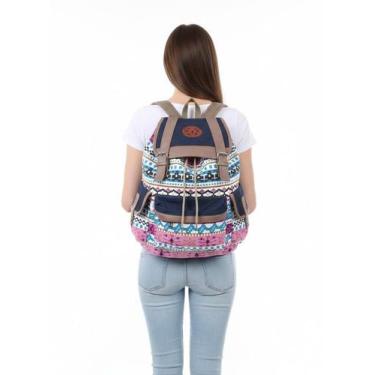 Imagem de Mochila Feminina Étnica Geométrica Boho Chic Jeans