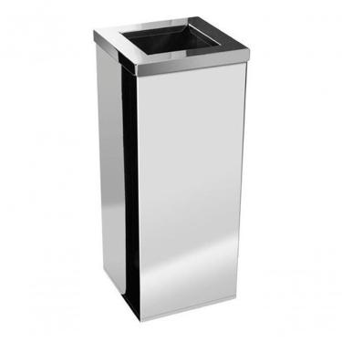 Imagem de Lixeira Quadrada 36L Aço Inox com Aro para Descarte Seco Acabamento Inox Higipack