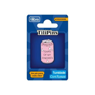 Imagem de Pin de Metal Tilibra Tilipins Modelo 4 com Trava Traseira Segura, Compacto 2,5CM X 2,2C...