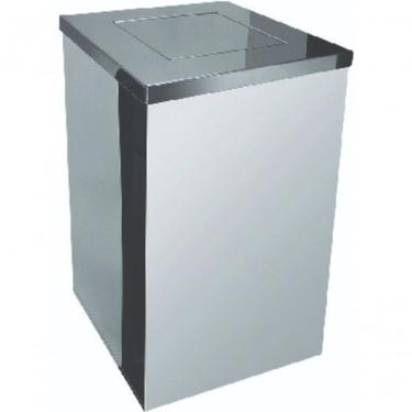 Imagem de Lixeira Quadrada em Aço Inox com Tampa Vai-vem 50 l Abertura Basculante Inox Polido Higipack