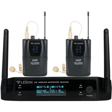 Imagem de Sistema de Microfone Duplo sem Fio LS962 com 96 Canais Preto Leson