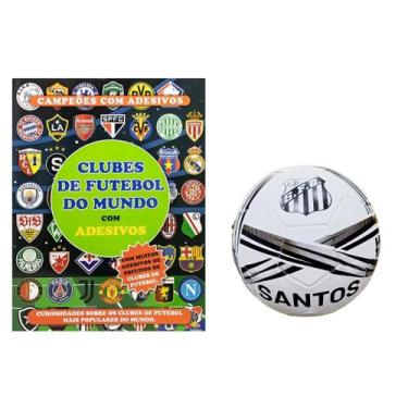 Imagem de Kit Bola Futebol Santos Oficial Licenciada + Livro de Adesivos Clube F