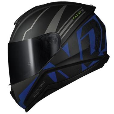 Imagem de Capacete Moto Masculino Fechado Norisk Razor Full Azul, Preto Azul Fos