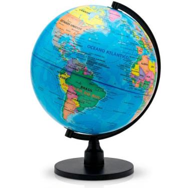 Imagem de Globo Terrestre Mapa Mundi Político Escolar Giratório Decorativo De Me
