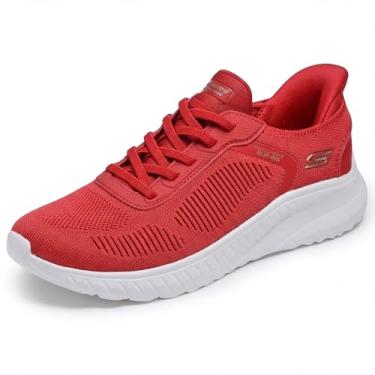 Imagem de Skechers Tênis feminino Hands Free Slip-ins Bobs Squad Chaos-Current Muse, Vermelho, 5...