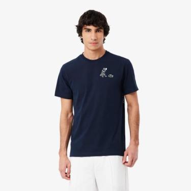 Imagem de Camiseta de Tênis Ultra Dry Estampada - Lacoste, M, Azul marinho