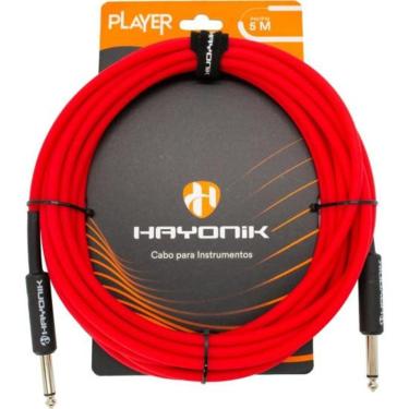 Imagem de Cabo para Instrumento Player P10 X P10 5m com Revestimento Pvc 6,0mm Vermelho Hayonik