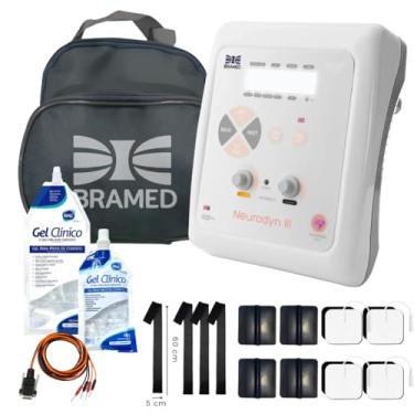 Imagem de KIT Neurodyn III Ibramed – Aparelho de Eletroestimulação TENS, FES e BURST – 2 Canais Bivolt + Gel RMC 1kg + Faixa elástica + eletrodos