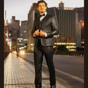 Imagem de Terno/Costume Slim Fit Poliviscose - Preto Acetinado - Via Do Terno, 4