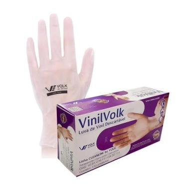 Imagem de Luva vinil descartável volk tamanho p com amido - 100 unidades