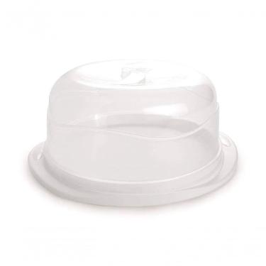 Imagem de Boleira de Plástico Redonda R.2550 com Tampa Encaixável 28,5CM Transparente Plasútil