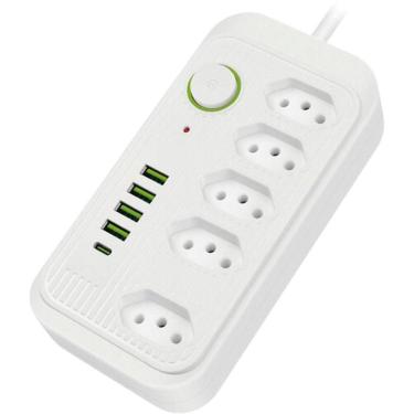 Imagem de Filtro de Linha 5 Tomadas 4 Portas USB e 1 USB-C PD 10A Cabo 2M Preto 2 Flex