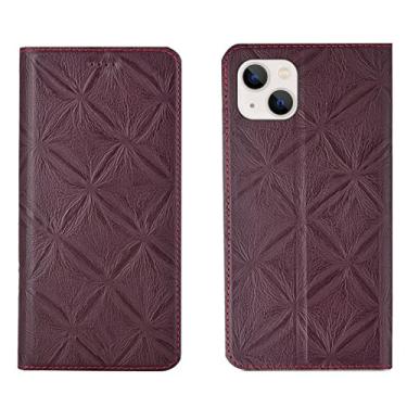 Imagem de LAHappyL Capa carteira flip para iPhone 13 Pro Max/13 Pro/13/13 Mini capa protetora de couro legítimo com função de suporte para cartão, fecho magnético, vermelha, 13 16 cm