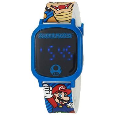 Imagem de Accutime Relógio de pulso infantil Nintendo Super Mario Kart Luigi Bowser Digital LCD Quartzo Quartz, presente legal e e lembrancinhas para crianças, meninos, meninas, adultos de todas as idades, Azul digital, Relógio de pulso digital infantil