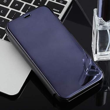 Imagem de LIYONG Capa para celular galvanizada espelhada horizontal flip case para Galaxy J2 Core, com suporte (preto) bolsas (cor: preta)