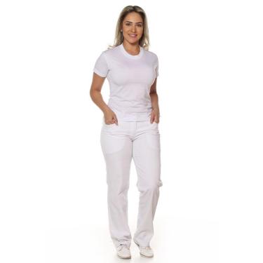 Imagem de Calça Branca Feminina com Cós Meio Elástico