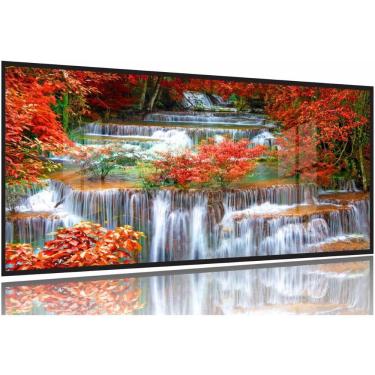 Imagem de Quadro Decorativo Cachoeira Floresta Tropical 130x60 Moldura Preta 2x2