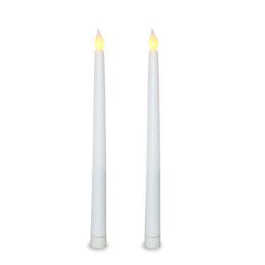 Imagem de Kit Com 2 Vela De Led Chama Viva Fina Cumprida 27Cm Altura