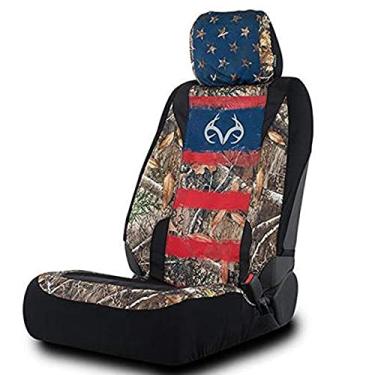 Imagem de Realtree Capa camuflada para banco traseiro baixo | Capa de assento impermeável Edge/Americana para caminhões, carros e SUVs