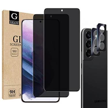 Imagem de [Pacote com 2 + 2] Glblauck Pacote com 2 películas protetoras de tela de privacidade para Samsung Galaxy S22 5G com 2 pacotes de protetor de lente de câmera, anti-espião, anti-espião, antiarranhões, impressão digital compatível com capa amigável